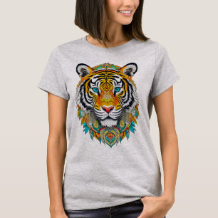 T-shirt Boho Hippie Floral Année du Tigre Art