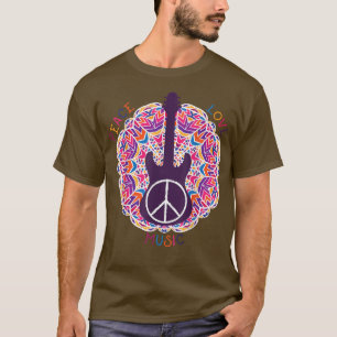 T-shirt BoHo Hippie Paix Amour Musique Rétro