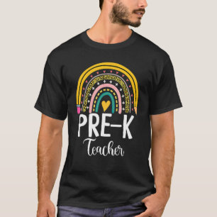 T-shirt Boho Leopard Rainbow Retour À L'École Pré K Enseig