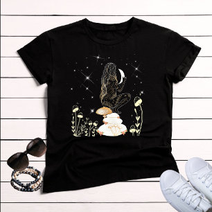 T-shirt Boho Lune Champignon Déesse Céleste Mystique