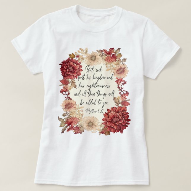 T-shirt Boho Mais Cherche D'Abord Son Royaume Bible Verse (Design devant)