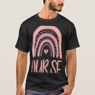 T-shirt Boho Nurse mignonne rose arc-en-ciel infirmière jo