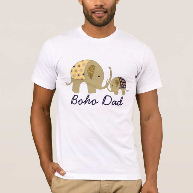 T-shirt Boho Papa, Gold Elephant (Devant)