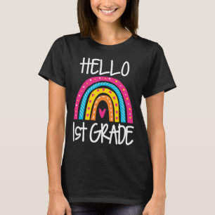 T-shirt Boho Rainbow Bonjour 1re année Premier jour d'écol