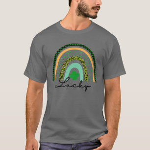 T-shirt Boho Rainbow Lucky Shamrock Vert Plaid Et Leopar