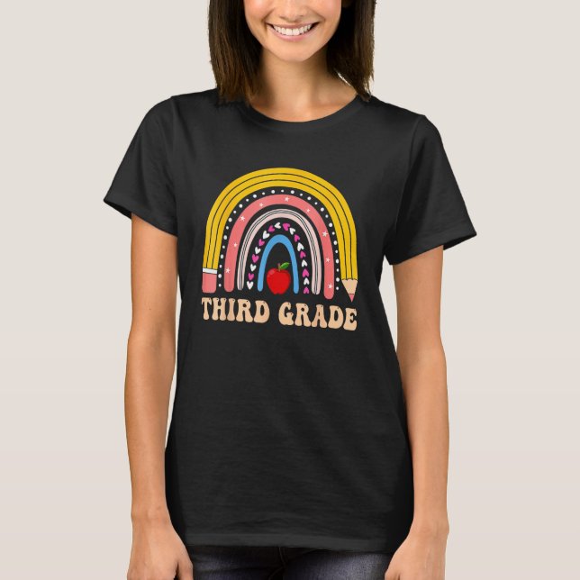 T-shirt Boho Rainbow Third Grade Student Teacher Back To S (Devant)
