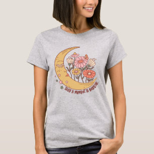 T-shirt Boho Retro Fleurs Lune Vibe Été Prendre Un Moment