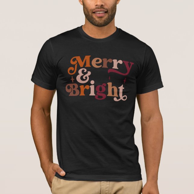 T-shirt Boho Retro Merry et Bright (Devant)