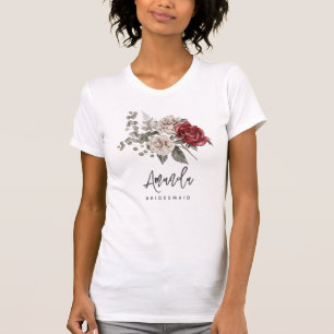 T-shirt Boho rouge gris et crème Boho Bouquet Bridesmaid