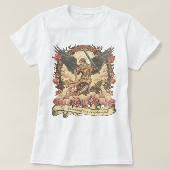 T-shirt Boho St. Michael Archangel Traditionnel Catholique (Design devant)
