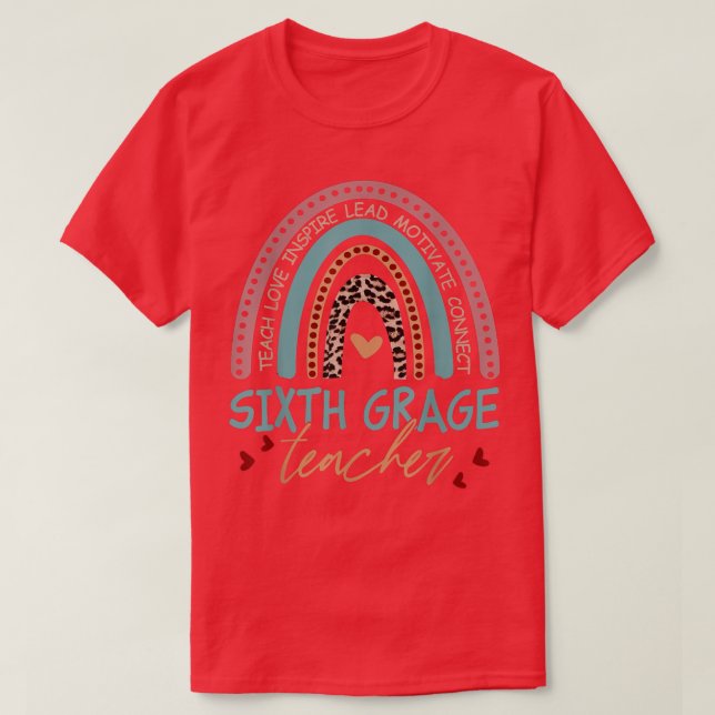 T-shirt Boho Teach Love Inspire Enseignant de 6e année Leo (Design devant)