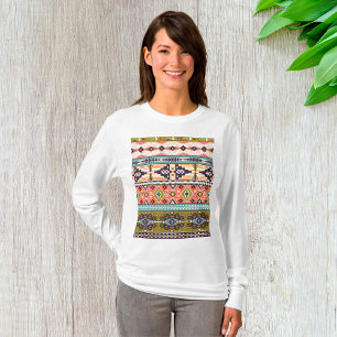 T-shirt Boho Tribal Motif géométrique Sud-Ouest Aztec