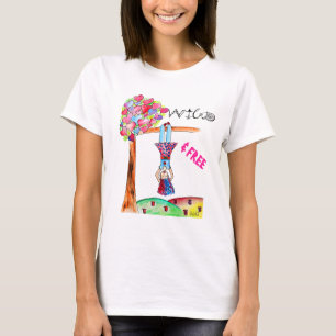 T-shirt Boho WILD FREE Watercolor Heart Colorful Pink