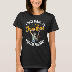 T-shirt Boire Bière Aller Pêcher Drôle Boire Pêcheur Ang