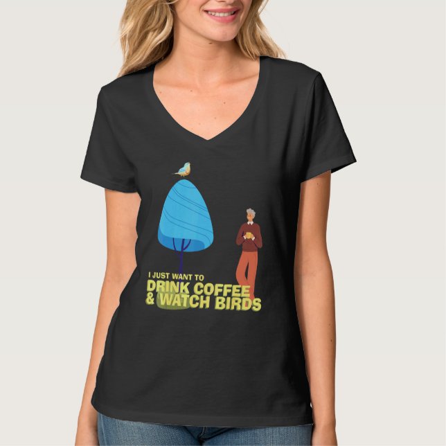 T-shirt Boire Coffee Watch Oiseaux Oiseaux Oiseaux Oiseaux (Devant)