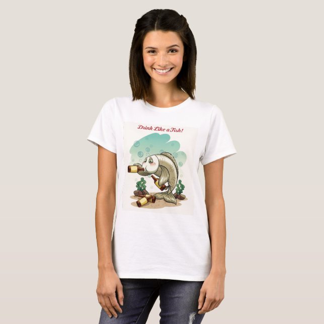 T-shirt Boire Comme Un Poisson (Devant entier)