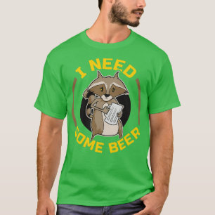 T-shirt Boire De Bière Quotidien Soirée Mood Raccoon Avec 