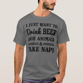 T-shirt Boire de la bière sauver des animaux et faire des