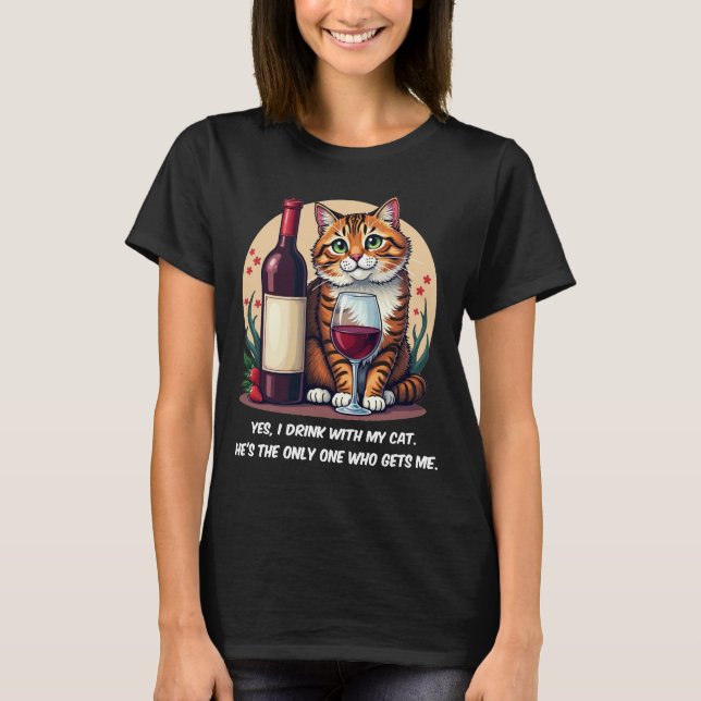 T-shirt Boire drôle avec My Cat Wine Lover Tee (Devant)