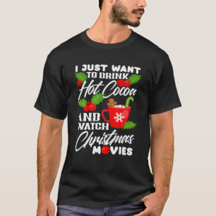 T-shirt Boire du cacao chaud Regarder les films de Noël F