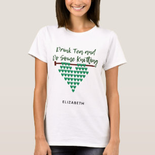 T-shirt Boire du thé personnalisé et faire du tricot