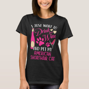 T-shirt Boire du vin et animal de compagnie My American Sh