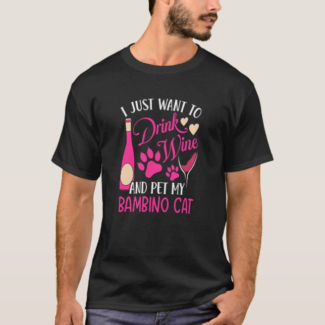 T-shirt Boire du vin et animal de compagnie My Bambino Cha (Devant)