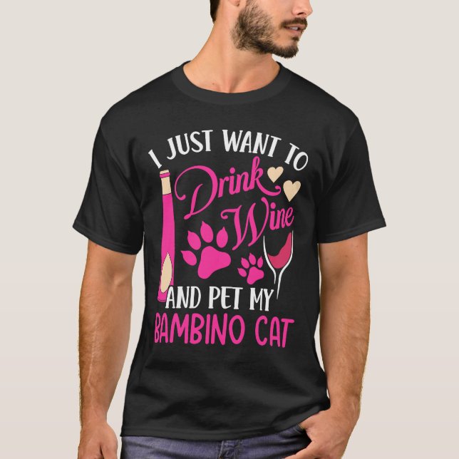 T-shirt Boire du vin et animal de compagnie My Bambino Cha (Devant)