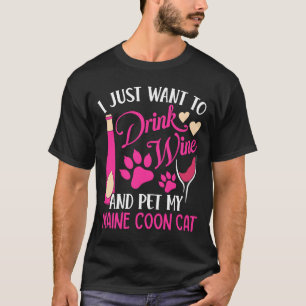 T-shirt Boire du vin et animal de compagnie My Maine Coon