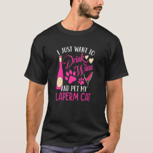 T-shirt Boire du vin et caresser mon chat LaPerm Chat Mama