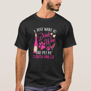 T-shirt Boire du vin et caresser mon chat Turkish Van Cat