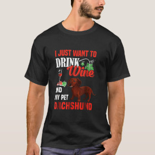 T-shirt Boire du vin et caresser mon teckel