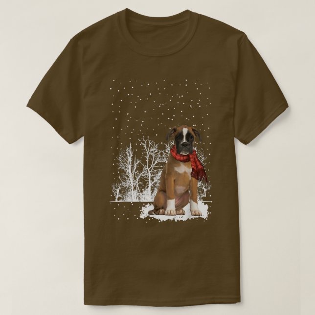 T-shirt Boire hiver Écharpe Chiens Forêt Neige Noël (Design devant)