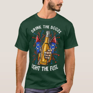 T-shirt Boire Le Booze Lumière Le Fuse 4 juillet Firewor