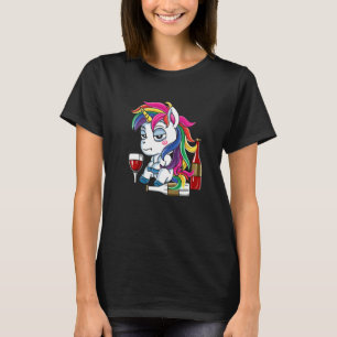 T-shirt Boire Vins Filles Femmes Vin Drunken Unicorn