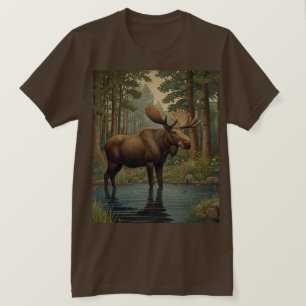 T-shirt Bois boisé d'orignal rustique