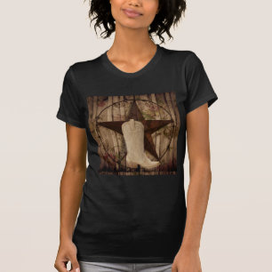 T-shirt Bois de grange chic Texas Star Western cowgirl cou