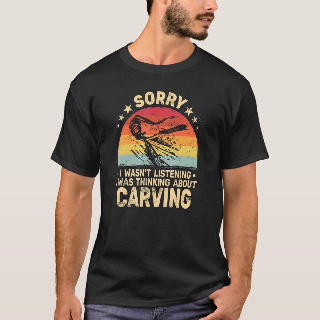 T-shirt Bois de sculpture retro Bois Carvin (Devant)