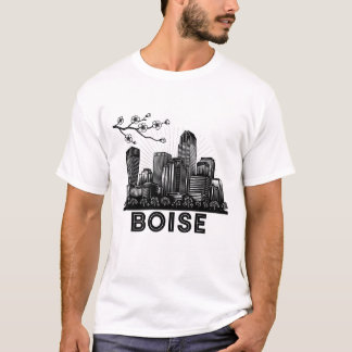 T-shirt Boise City Line Art Skyline - Urba noir et blanc