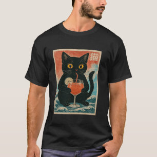 T-shirt Boisson Chat Noir Cocktail Jus Anime Kawaii Drôle 