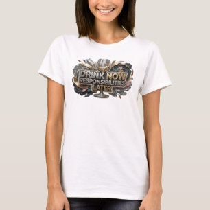 T-shirt Boisson Orange Clair BUVEZ MAINTENANT RESPONSABILI