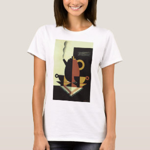 T-shirt Boissons de boissons vintage Cafetière avec tasses