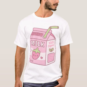 T-shirt Boîte à carton mignonne de lait de fraise