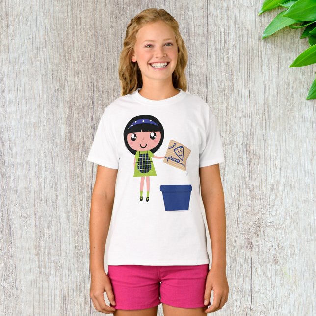 T-shirt Boîte à pizza Recycling Girl Amusante Éco-Friendly (Créateur téléchargé)