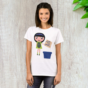 T-shirt Boîte à pizza Recycling Girl Amusante Éco-Friendly