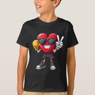 T-shirt Boîte Cool Cœur Boxe Hommes Garçons Enfants Paix L