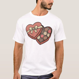 T-shirt Boîte de chocolats en forme de cœur romantique pou
