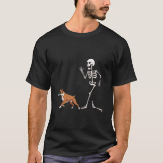 T-shirt Boîte de Halloween drôle Boxer et squelette