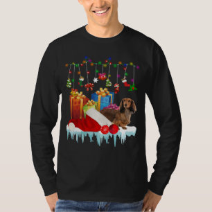 T-shirt Boîte de lumières de Noël Chapeau de Santa Teckel