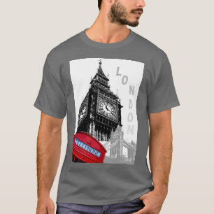 T-shirt Boîte de téléphone rouge Londres Big Ben Horloge T